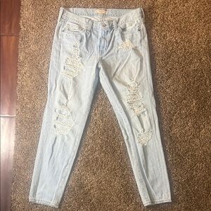 Abercrombie & Fitch Light Blue Ripped Boyfriend Jeans